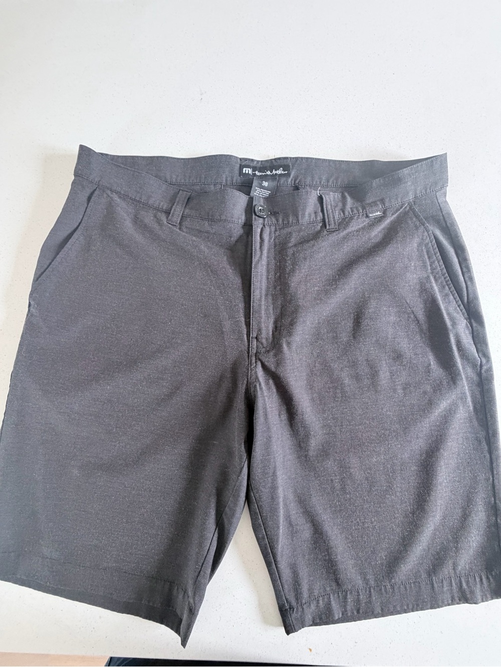 Travis Mathew Charcoal Gray Flat Front 4 Way Stretch Shorts
